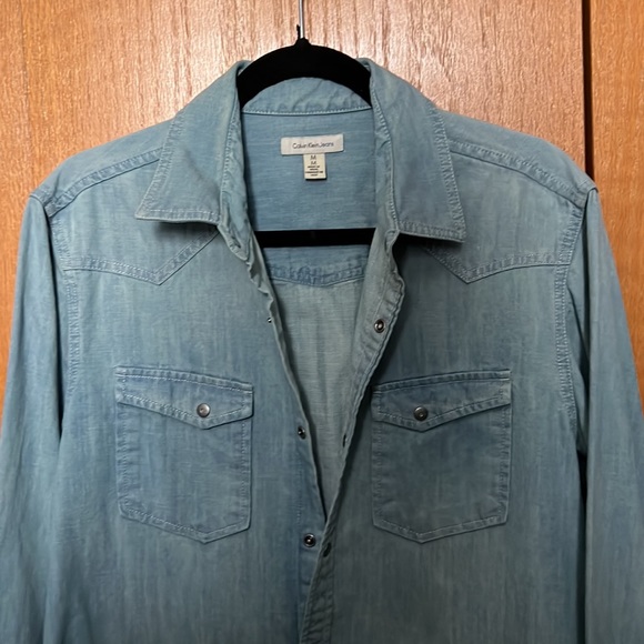 Calvin Klein Jeans Denim Button Down Shirt Sz M - Picture 6 of 6
